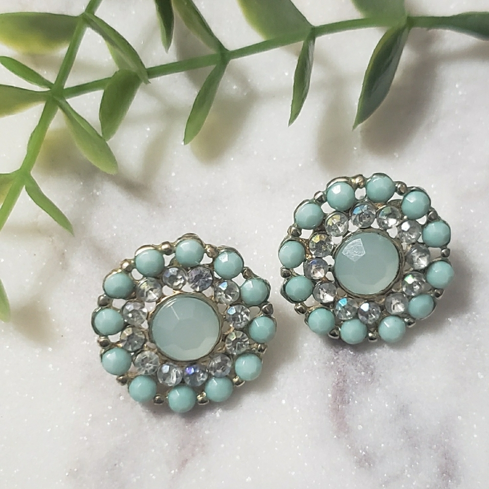 Turquoise and Gold Stud Earrings